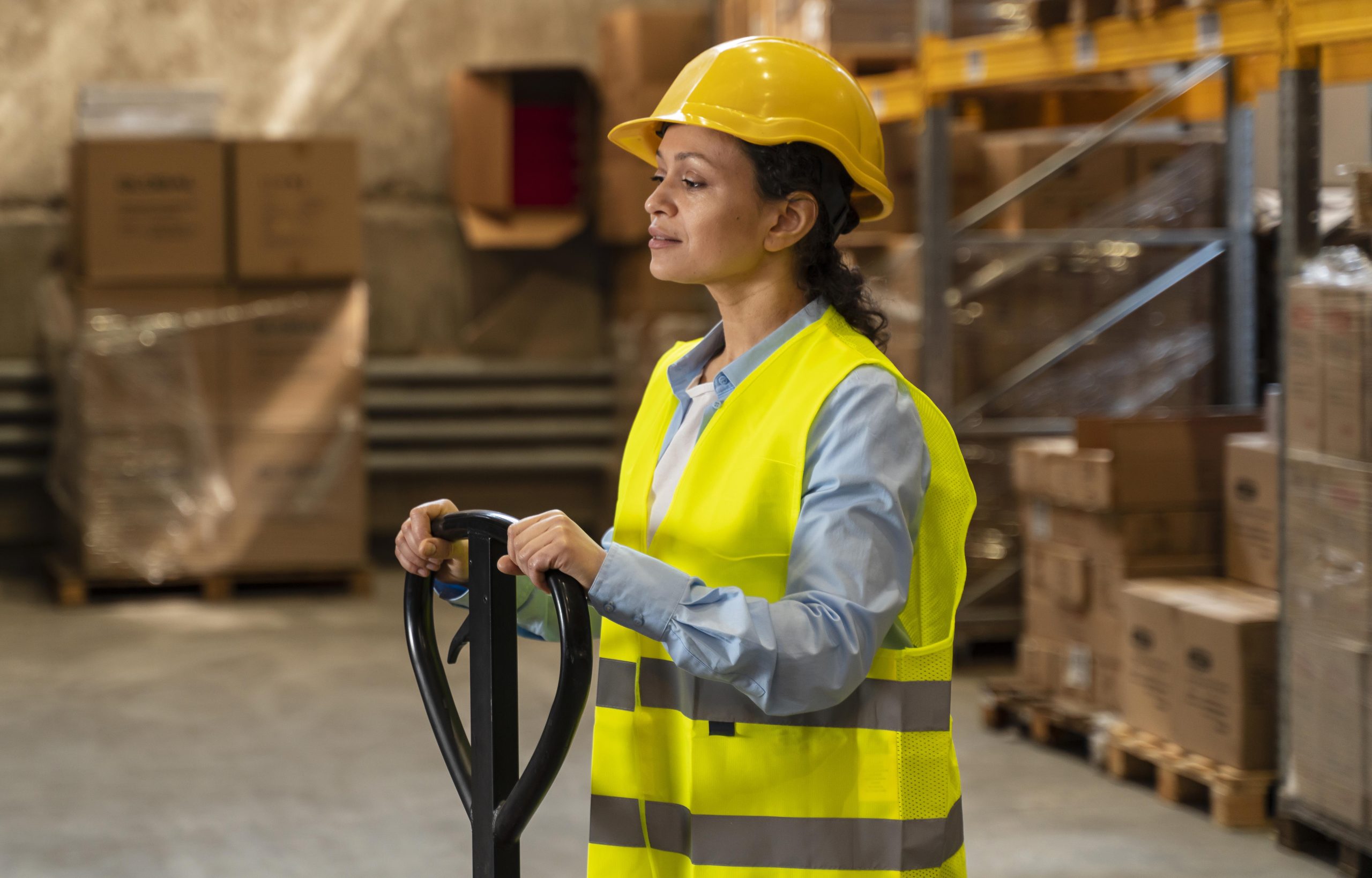 woman with helmet working warehouse 1 scaled